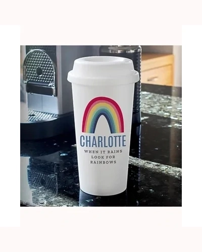 Personalised Rainbow Insulated Eco Travel Cup