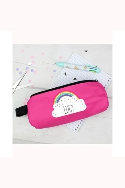 Personalised Rainbow Pink Pencil Case