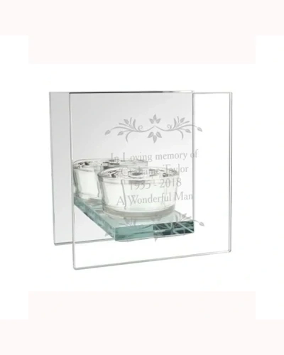 Personalised Sentiments Mirrored Glass Tea Light Candle Holder