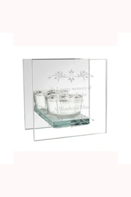 Personalised Sentiments Mirrored Glass Tea Light Candle Holder