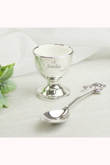 Personalised Silver Egg Cup & Spoon