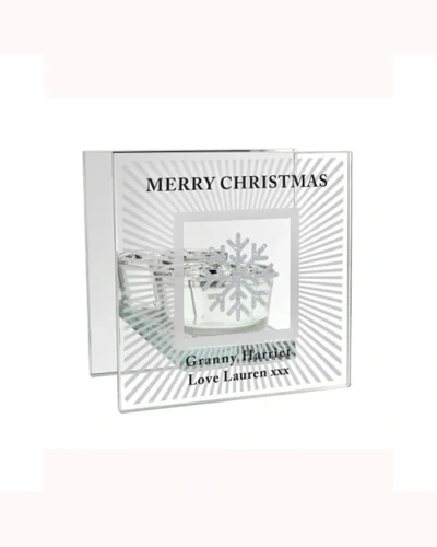 Personalised Snowflake Silver Glitter Tea Light Holder