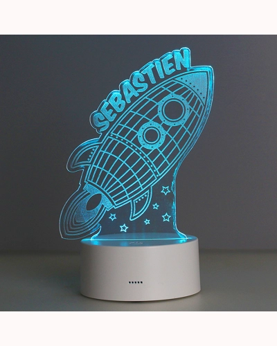 Personalised Space Rocket LED Colour Changing Wireframe Night Light