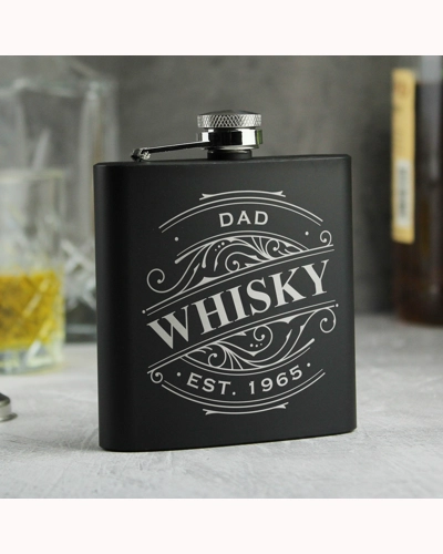 Personalised Spirit Black Hip Flask Personalised Spirit Black Hip Flask