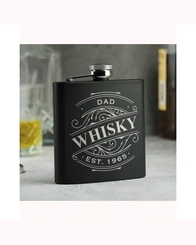 Personalised Spirit Black Hip Flask