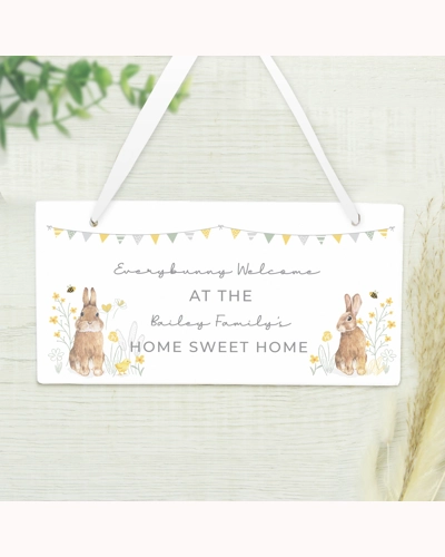 Personalised Spring Bunny Wooden Sign