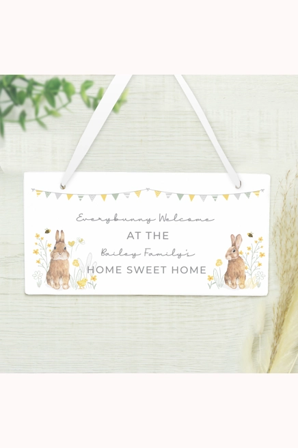 Personalised Spring Bunny Wooden Sign