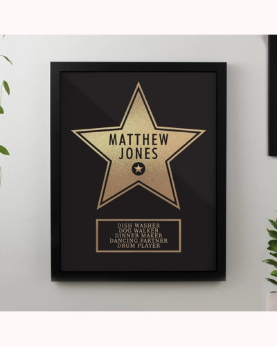 Personalised Star Award Black Poster Frame Personalised Star Award Black Poster Frame