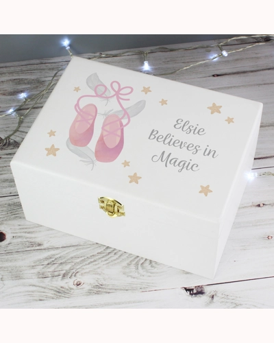Personalised Swan Lake Ballet White Wooden Keepsake Box