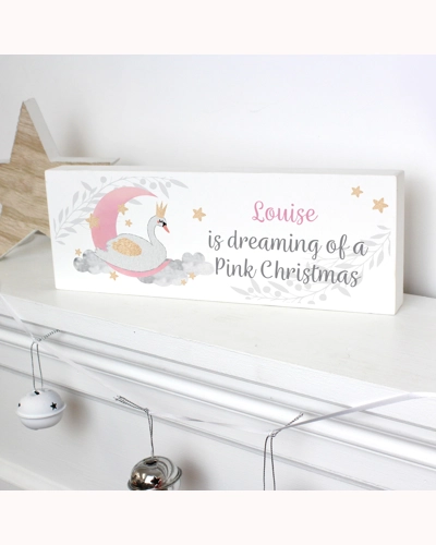 Personalised Swan Lake Wooden Mantel Decoration