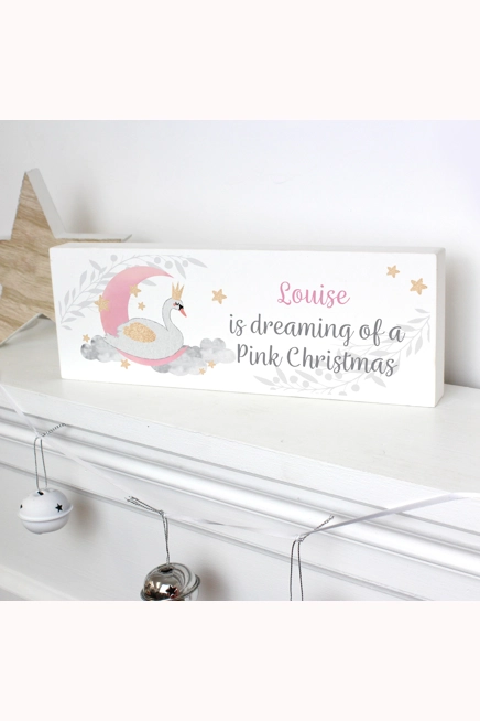 Personalised Swan Lake Wooden Mantel Decoration