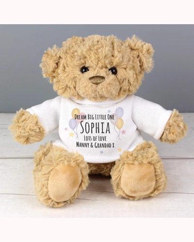 Personalised Teddy & Balloons Teddy Bear