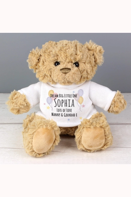 Personalised Teddy & Balloons Teddy Bear