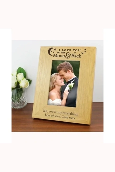 Personalised 'To the Moon and Back' 6x4 Oak Finish Photo Frame