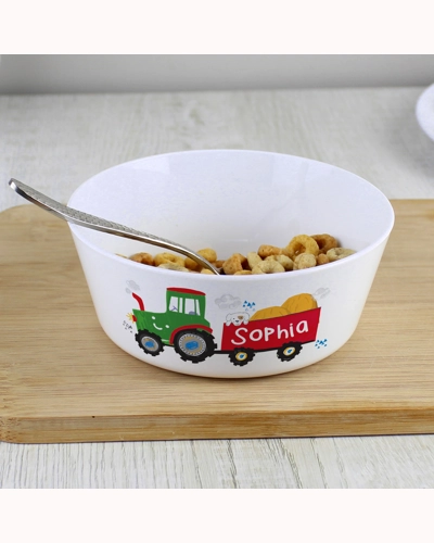 Personalised Tractor Plastic Bowl