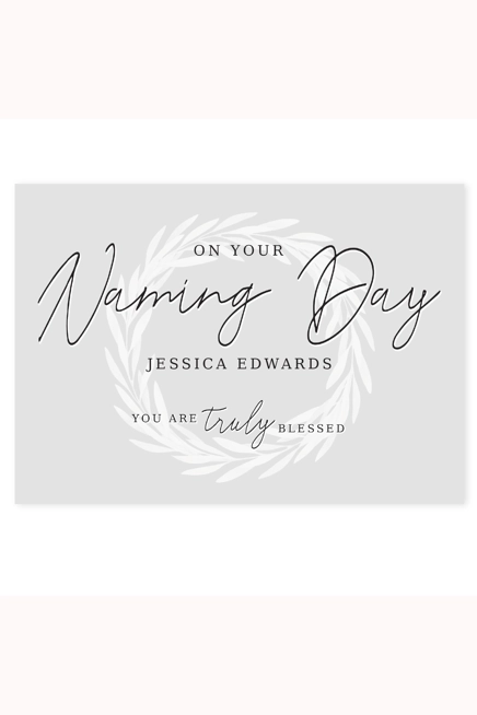Personalised Truly Blessed Naming Day Card