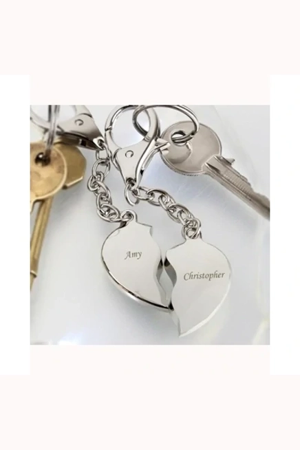 Personalised Two Hearts Keyring