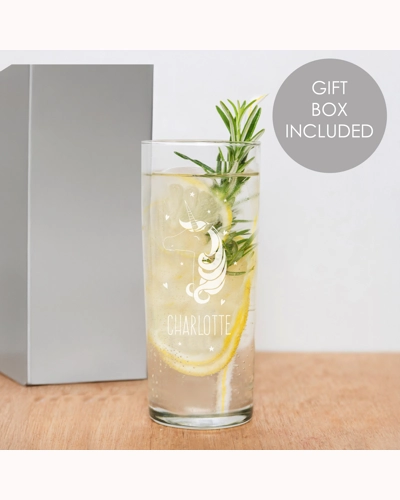 Personalised Unicorn Engraved Hi Ball Glass