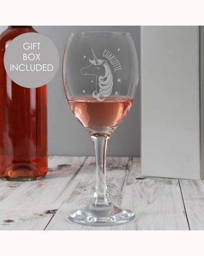 Personalised Unicorn Engraved Wine Glass