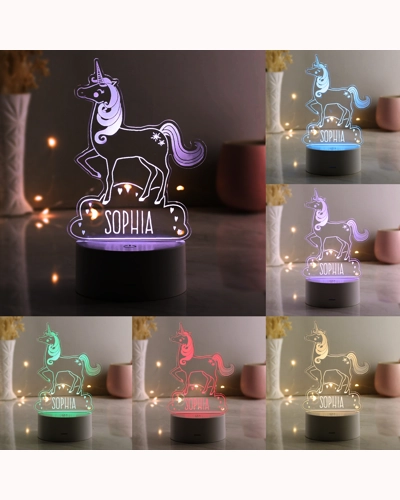 Personalised Unicorn LED Colour Changing Night Light