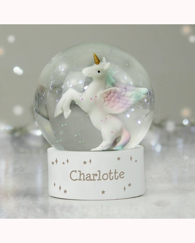 Personalised Unicorn Name Snow Globe