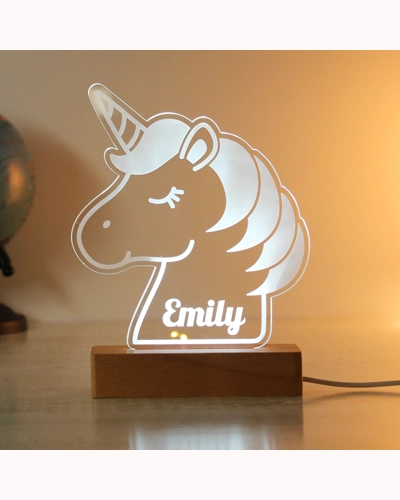 Personalised Unicorn Wooden Based LED Light