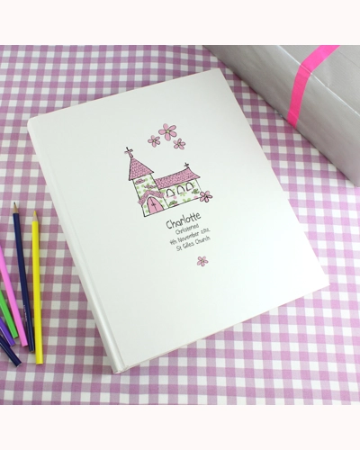 Personalised Whimsical Church Pink Traditional Photo Album