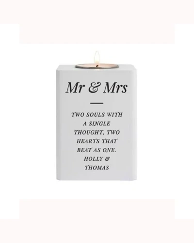 Personalised White Wooden Tea Light Holder