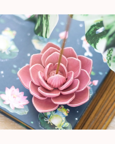 Pink Water Lily Incense Stick Holder Pink Water Lily Incense Stick Holder