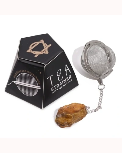 Raw Gemstone Tea Strainer - Gold Tigers Eye Raw Gemstone Tea Strainer - Gold Tigers Eye