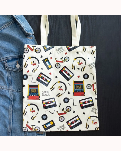 Retro 80s Print Polycotton Tote Bag Retro 80s Print Polycotton Tote Bag