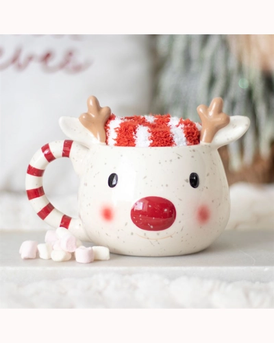 Rudolph Reindeer Mug and Socks Set Rudolph Reindeer Mug and Socks Set