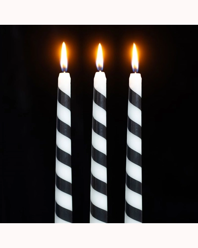 Set of 3 Black Candy Cane Taper Candles Set of 3 Black Candy Cane Taper Candles