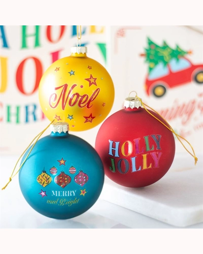 Set of 3 Nostalgic Christmas Glass Baubles Set of 3 Nostalgic Christmas Glass Baubles