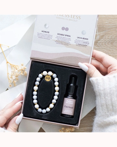 Stress Less Howlite Crystal Essential Oil Bracelet Stress Less Howlite Crystal Essential Oil Bracelet