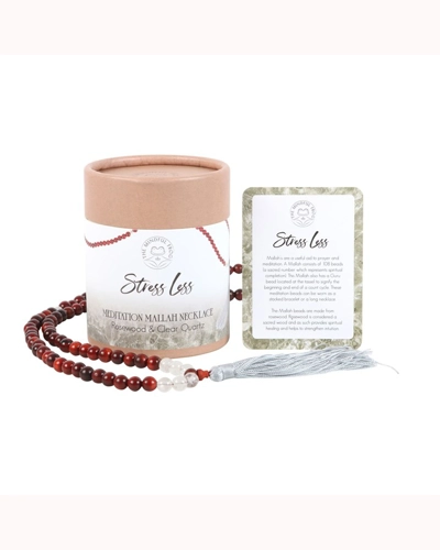Stress Less Rosewood & Clear Quartz Mallah Necklace Stress Less Rosewood & Clear Quartz Mallah Necklace