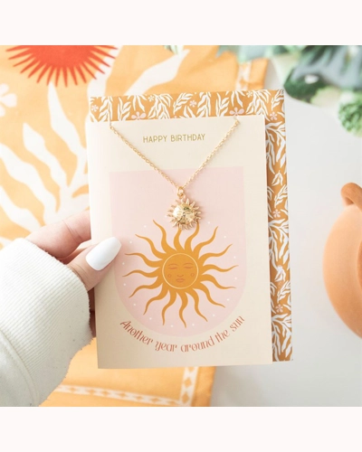 Sun Necklace on Birthday Card Sun Necklace on Birthday Card