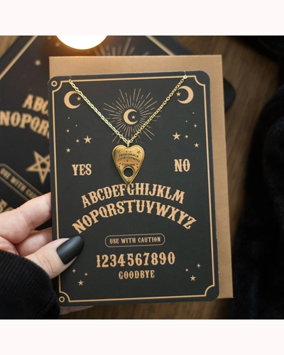 Talking Board Planchette Necklace Greeting Card Talking Board Planchette Necklace Greeting Card