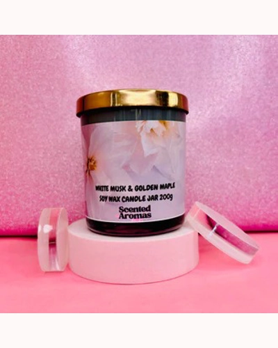 White Musk and Maple Glass Candle 200g White Musk and Maple Glass Candle 200g