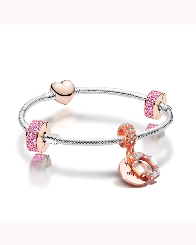 You Melt My Heart Silver & Rose Gold Charm Bracelet 18.5CM You Melt My Heart Silver & Rose Gold Charm Bracelet 18.5CM