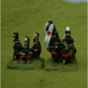 SS01 (L)  Mounted Lord with Standard Bearer, seated Lord with retainer