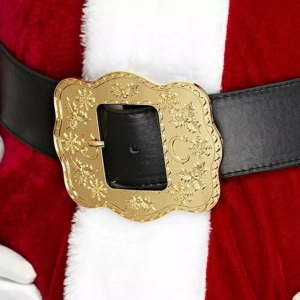 Leather santa belt with gold embossed buckle