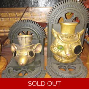Steampunk Cat and Mouse Bookends