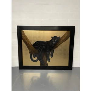 Panther on a Branch lithography by Paul Jouve Gold Leaf Panther on a Branch lithography by Paul Jouve Gold Leaf