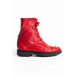 CHANEL Fall/Winter 1992 Runway RARE Red Leather Combat Boots Size Uk 4.5 EU 37.5 CHANEL Fall/Winter 1992 Runway RARE Red Leather Combat Boots Size Uk 4.5 EU 37.5