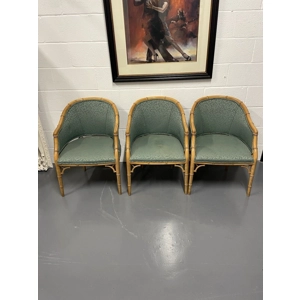 Vintage Faux Bamboo Armchairs, Set of 3 Vintage Faux Bamboo Armchairs, Set of 3