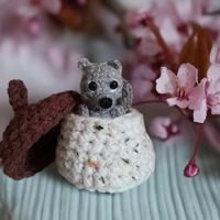 Tiny Grey Squirrel In An Acorn