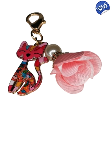 Privjesak Maca sa rozom ružicom