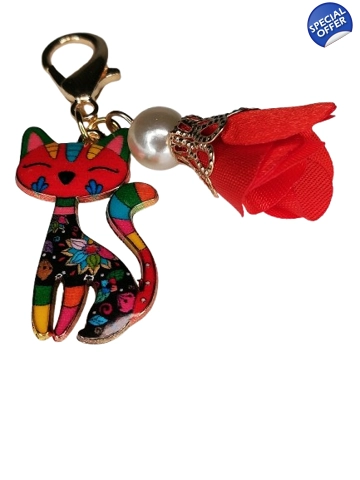 Privjesak Maca sa crvenom ružicom