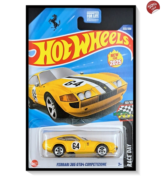 2025 Hot Wheels Mainline Ferrari 365 GTB4 Competizione [Yellow] #222/#250